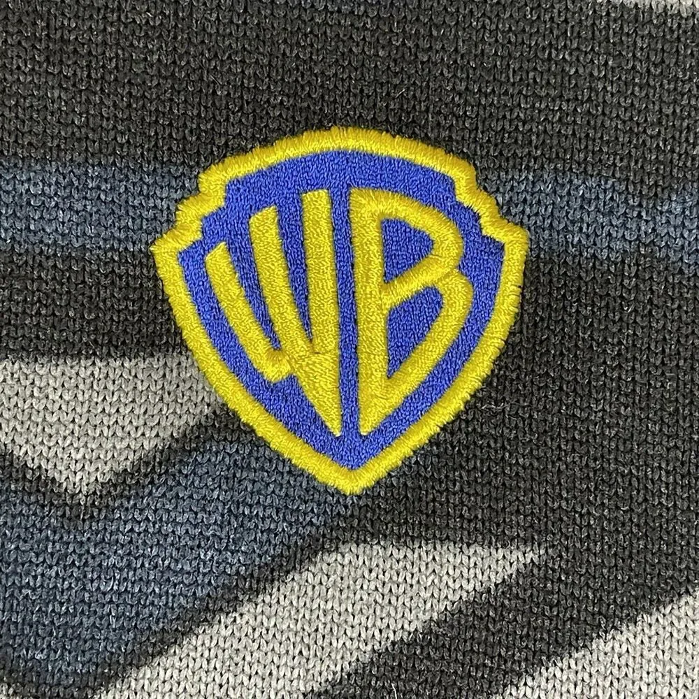 Warner Bros Studio Tour Sweater‎ Mens Large Blue Black Full Zip Embroidered Logo